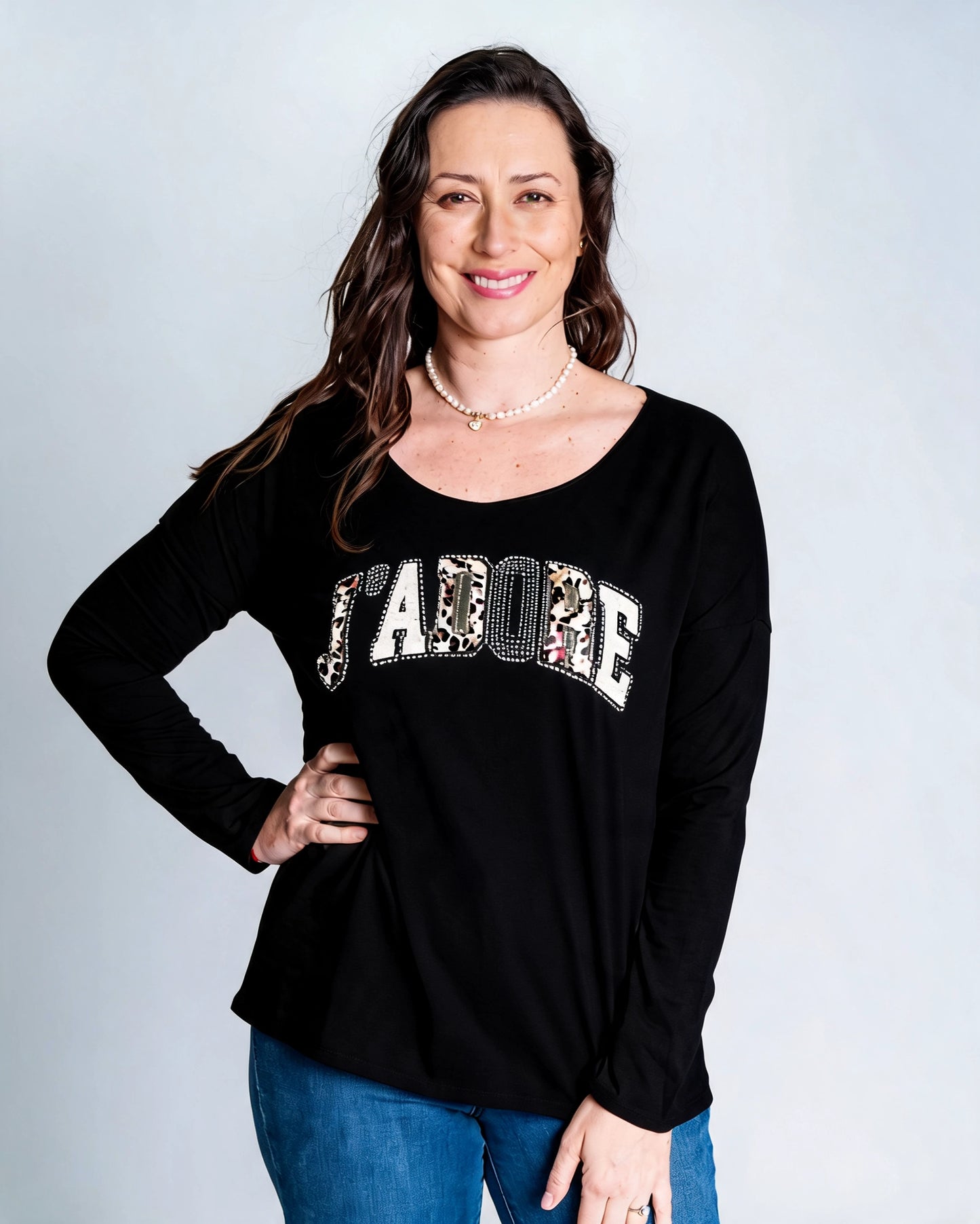 Polera Jadore Piedritas Negro