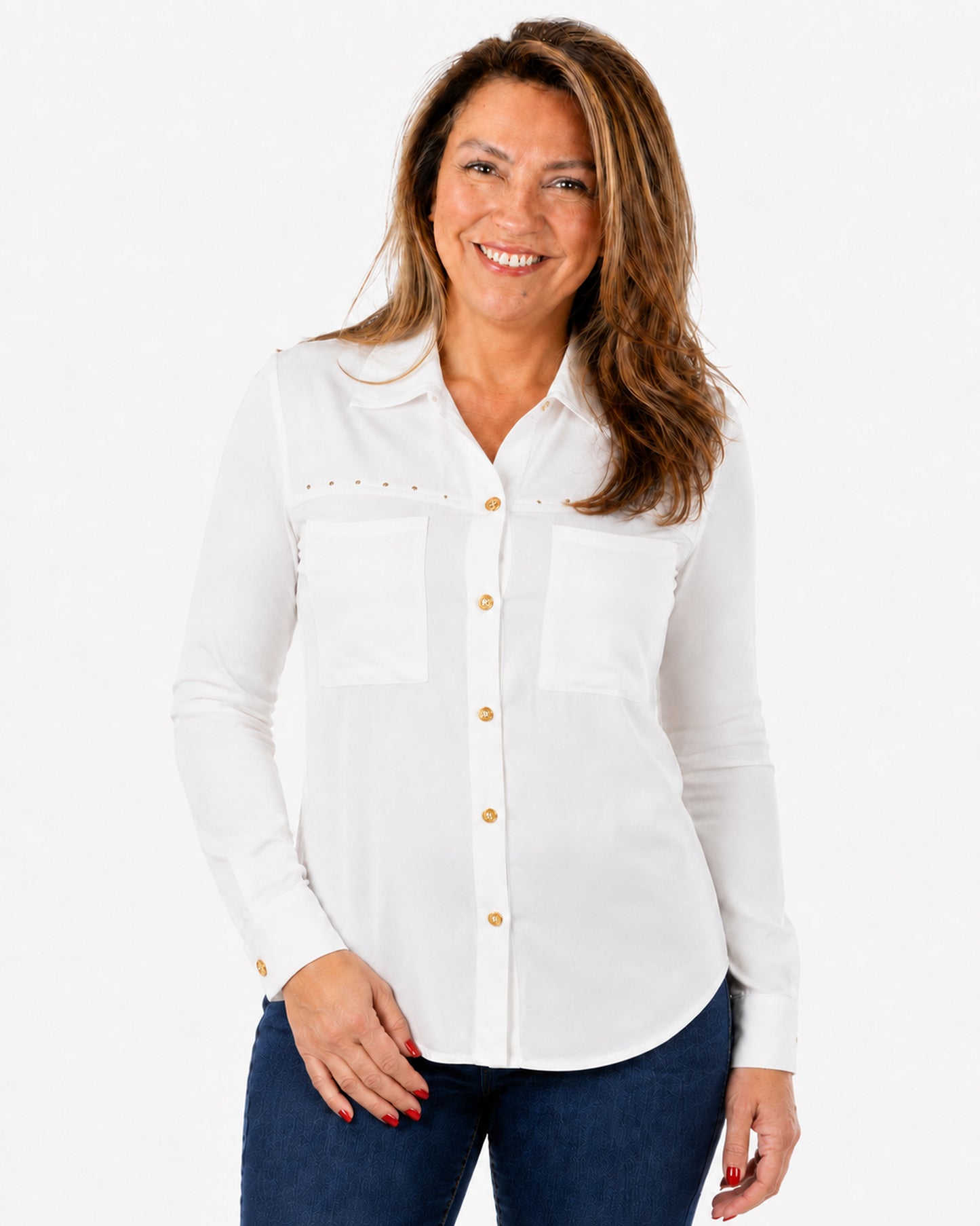 Blusa Denis Tachas Blanca