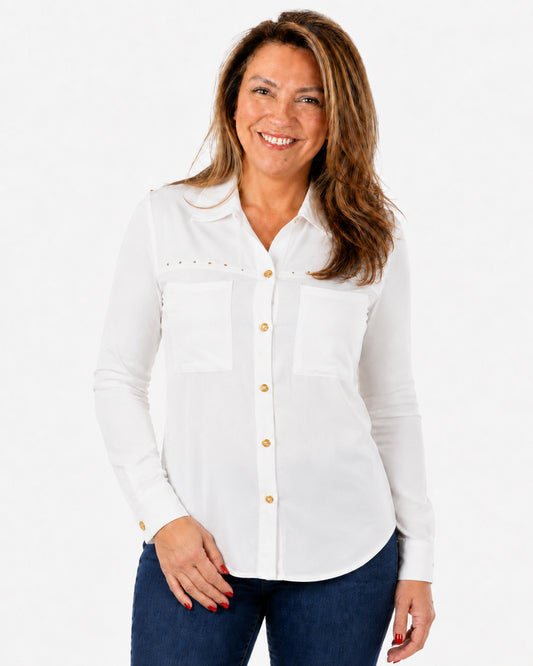 Blusa Denis Tachas Blanca