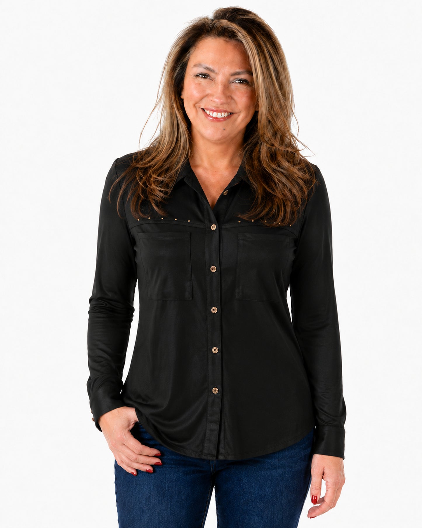 Blusa Denis Tachas Negro