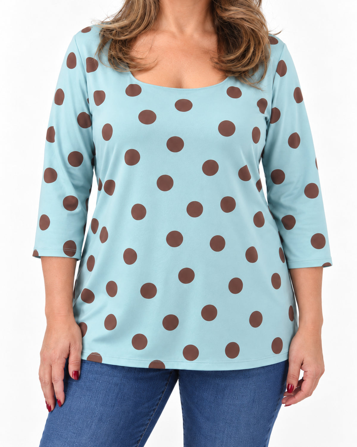 Polera Básica Lunares Celeste