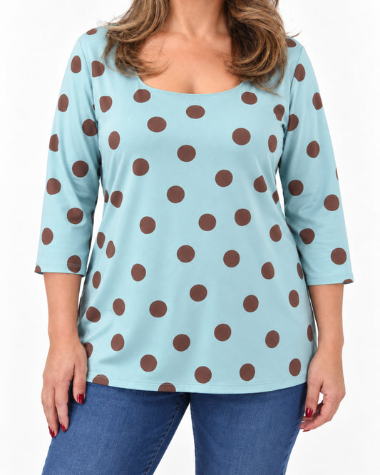 Polera Básica Lunares Celeste