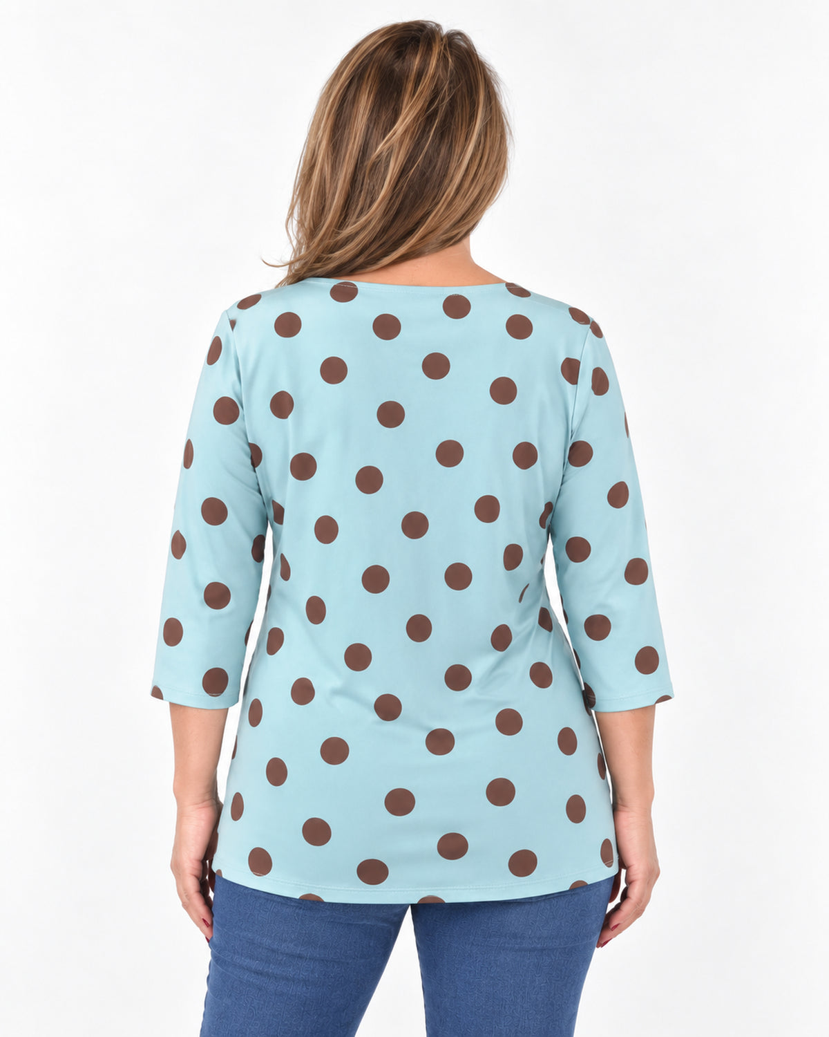 Polera Básica Lunares Celeste
