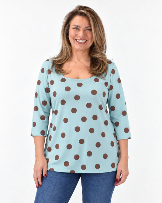 Polera Básica Lunares Celeste
