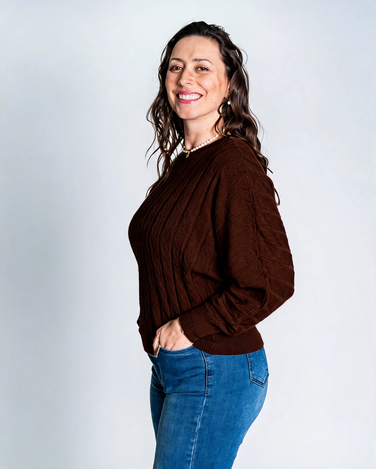 Sweater Listado Café