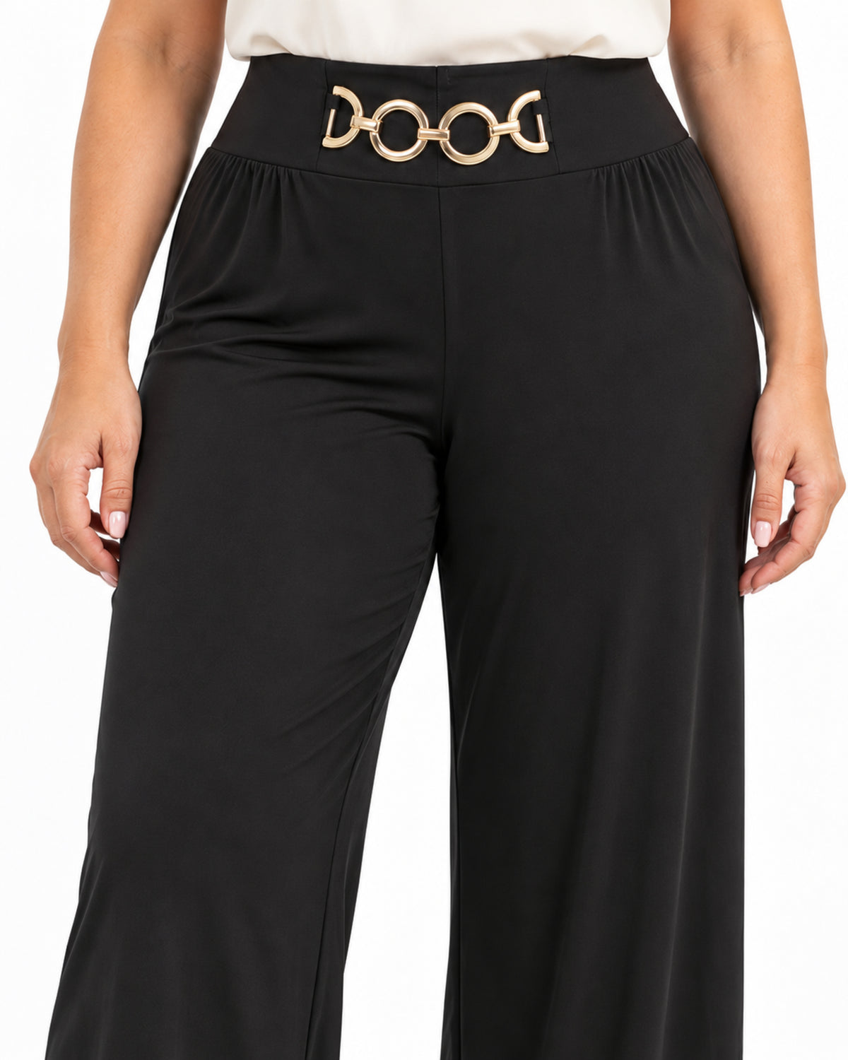 Pantalón Fiesta Hebilla Dorada Negro