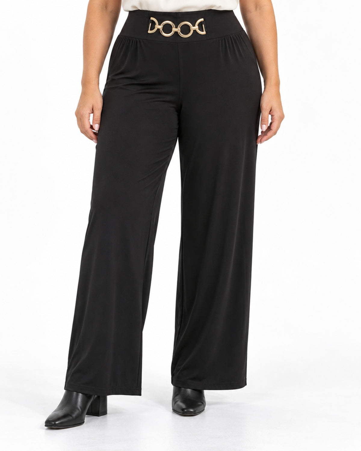 Pantalón Fiesta Hebilla Dorada Negro