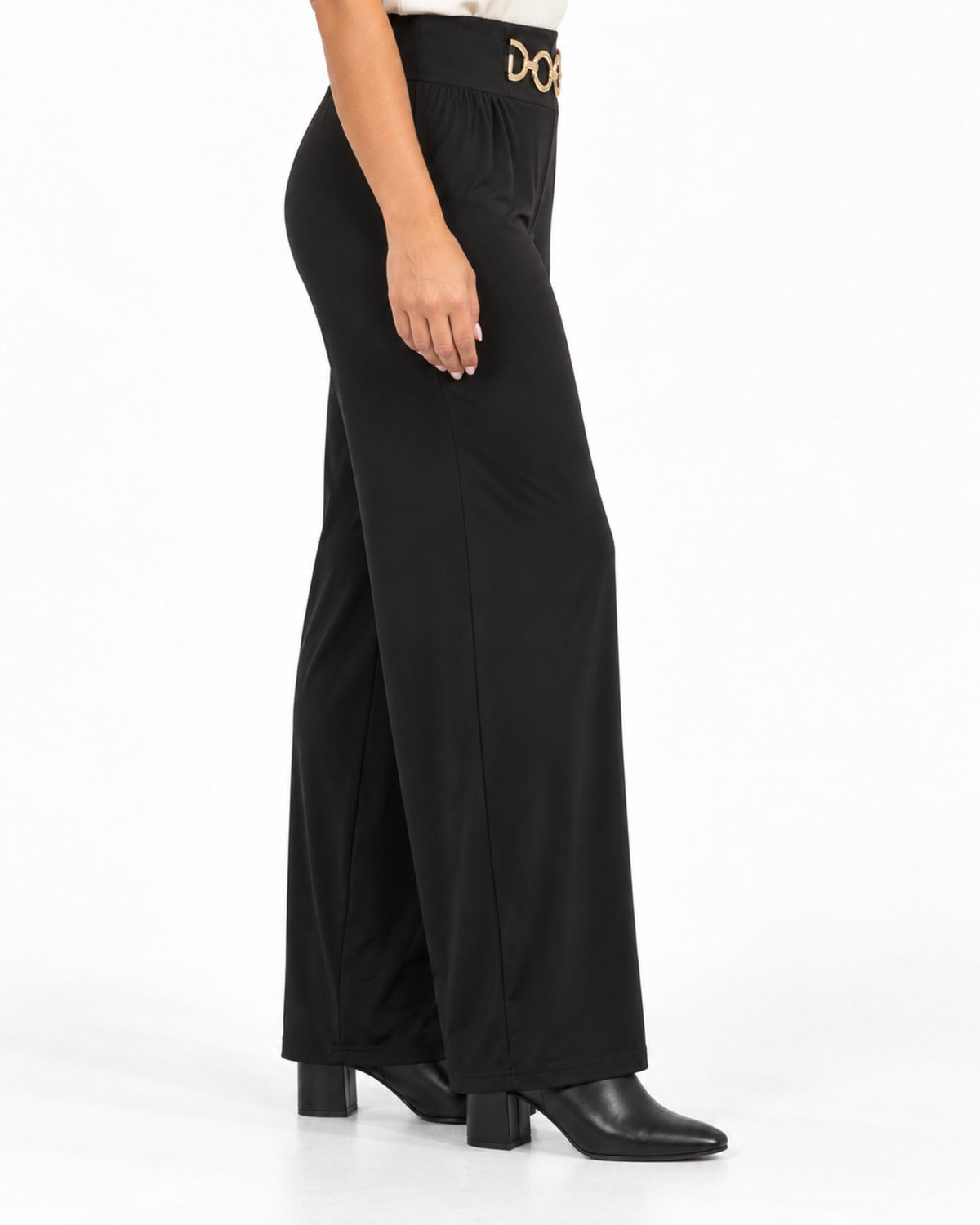 Pantalón Fiesta Hebilla Dorada Negro