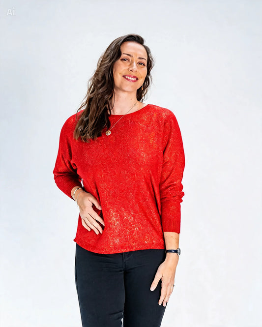 Sweater Caroline Lurex Rojo