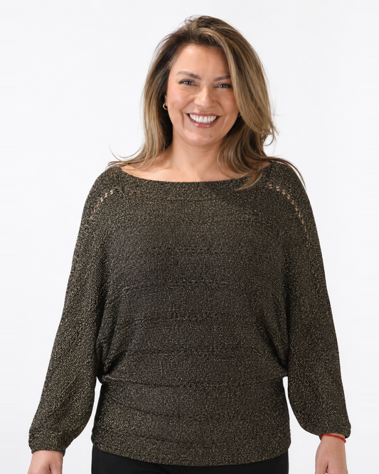 Sweater Manga Murcielago Roberta Negro Dorado