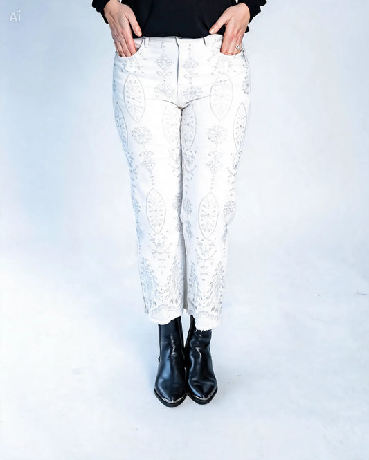 Jeans Esme Bordado Blanco