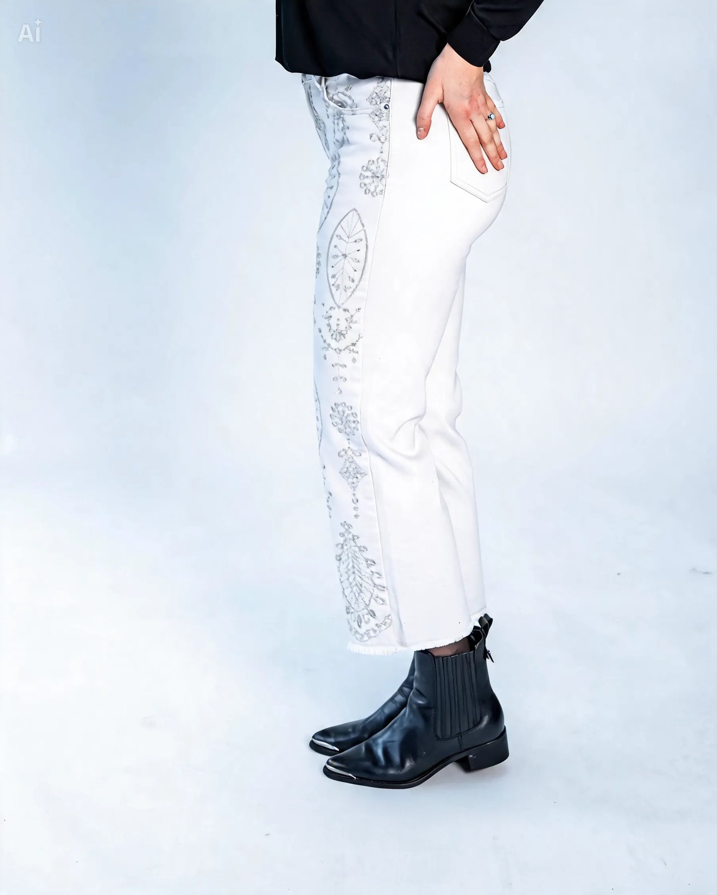 Jeans Esme Bordado Blanco