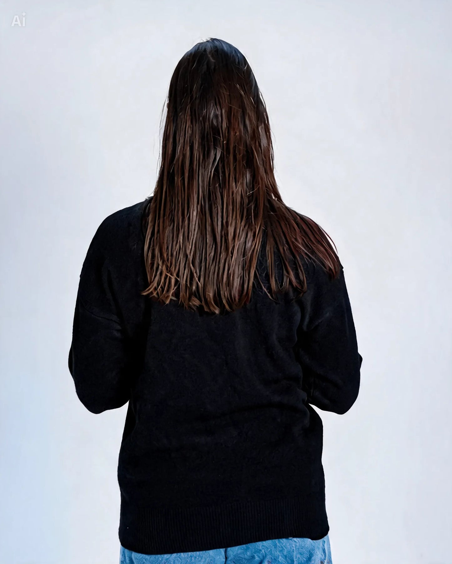 Sweater Flor Mostacilla Negro